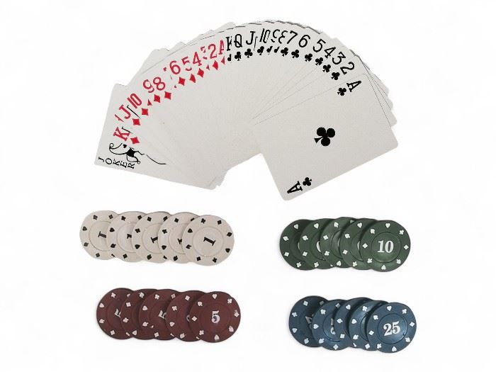 CONJ. CARTAS E FICHAS POKER (1 Bara. E 20 fichas)