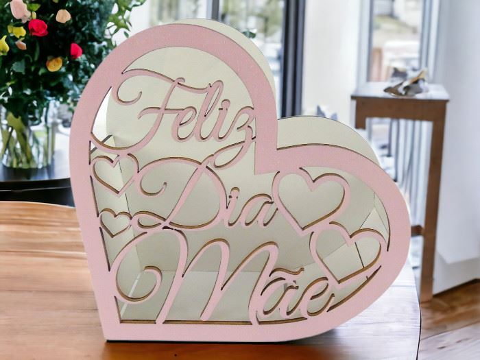 MADEIRA CESTO FELIZ DIA MÃE  3D 17x6x16CM