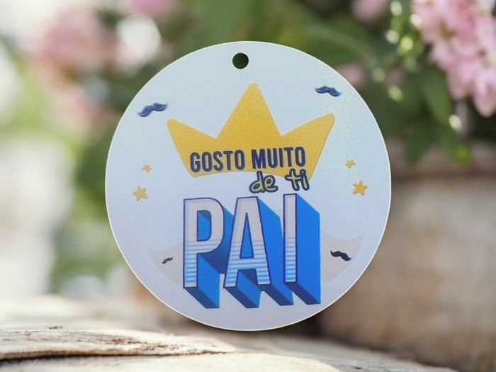 PORTA-CHAVES CIRC. "GOSTO MUITO DE TI PAI" S/ FERRAGENS 5CM