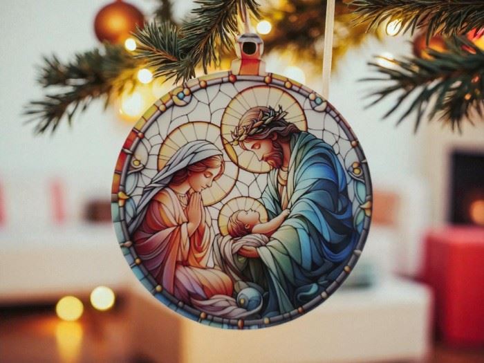 BOLA DE NATAL  SAGRADA FAMILIA  8CM