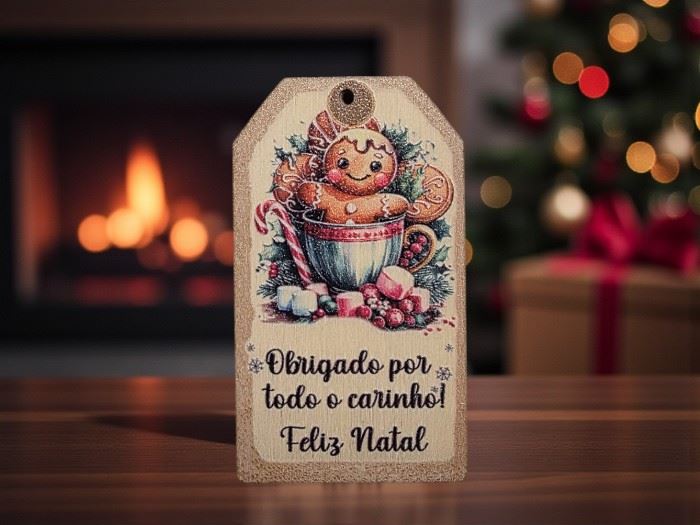 ETIQUETA DE NATAL"OBRIGADO POR TODO O CARINHO..."  6X3,4CM