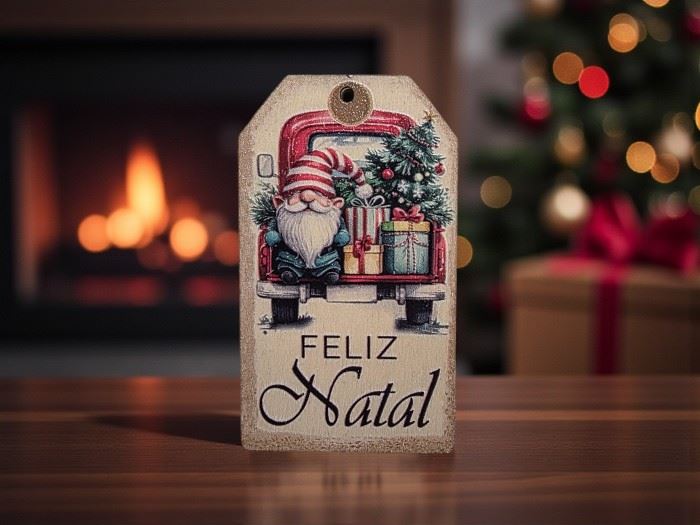 ETIQUETA DE NATAL"FELIZ NATAL"  6X3,4CM