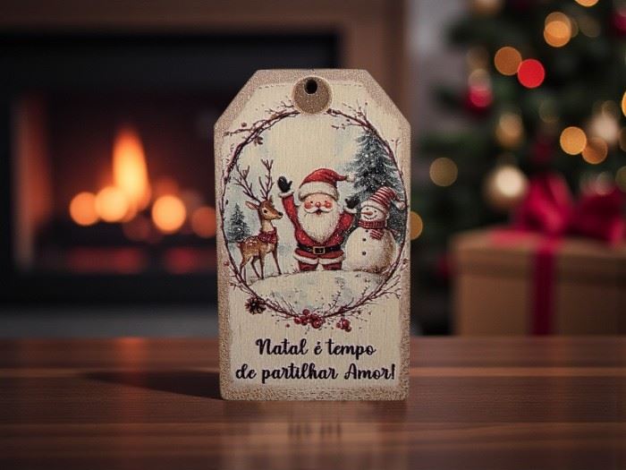 ETIQUETA DE NATAL"NATAL É TEMPO..."  6X3,4CM