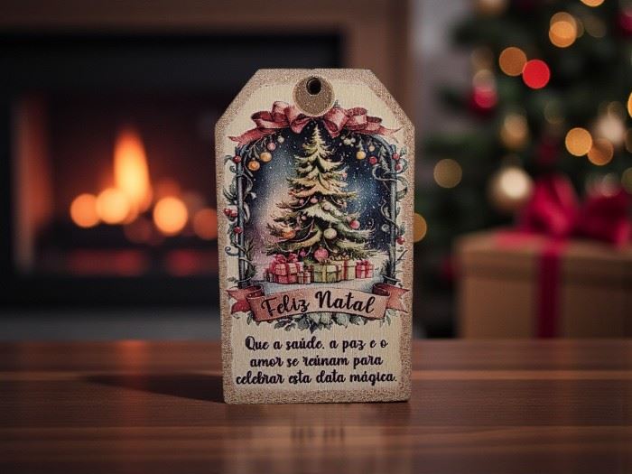 ETIQUETA DE NATAL "QUE A SAÚDE..."  6X3,4CM