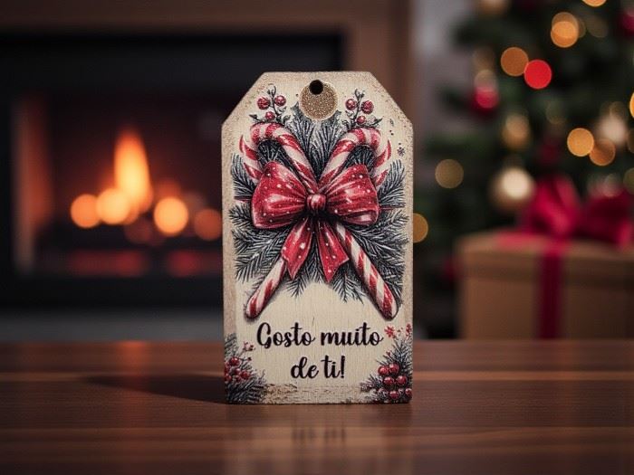 ETIQUETA DE NATAL "GOSTO MUITO DE TI!"  6X3,4CM