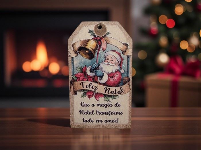 ETIQUETA DE NATAL "QUE A MAGIA DO NATAL..."  6X3,4CM