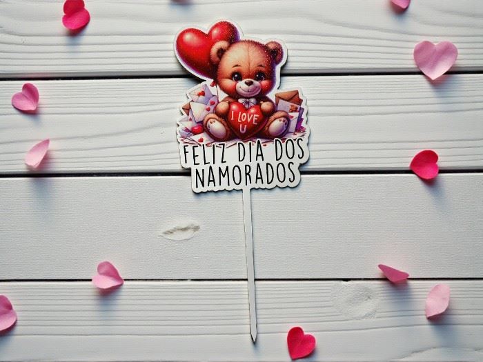 ESPETO URSINHO  MDF "FELIZ DIA DOS NAMORADOS 6,1*15CM