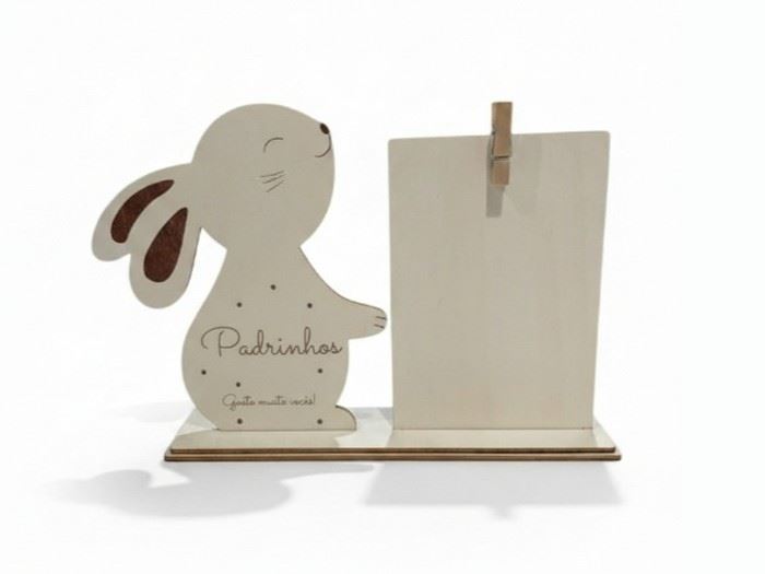 Base com coelhinho Padrinhos + placa c/mola (choupo)
22 x 14,4 x 6 cm