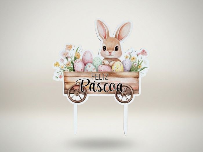 Espeto coelho "Feliz Páscoa" (coelho à direita) 7.5 x 9cm