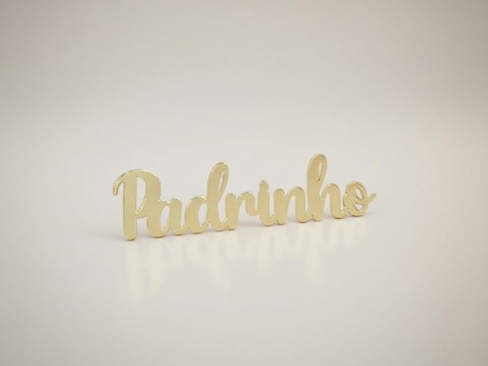 PALAVRA PADRINHO  (acr. dourado) 6,5CM