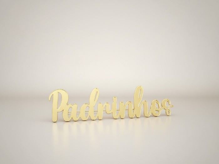 PALAVRA PADRINHOS  (acr. dourado) 6,5CM