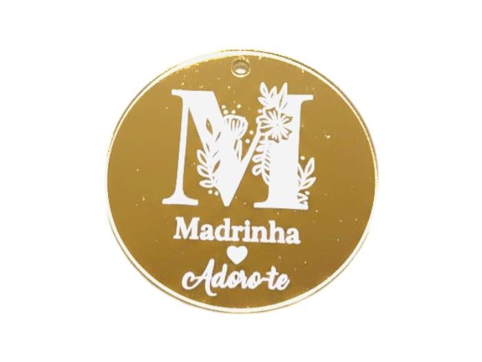 Aplicação cir. "Madrinha Adoro-te"  (acr. dourado) 4CM