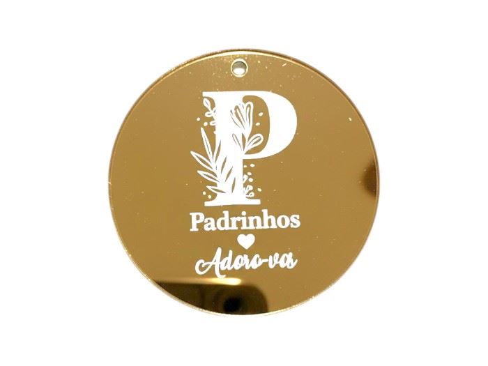 Aplicação cir. "Padrinhos Adoro-vos"  (acr. dourado) 4CM