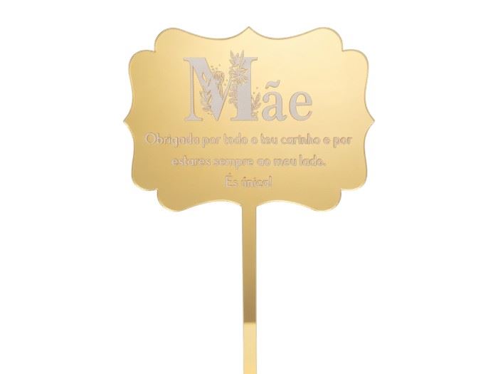 ESPETO TABULETA "MÃE" (ACR. DOURADO)  15X7CM