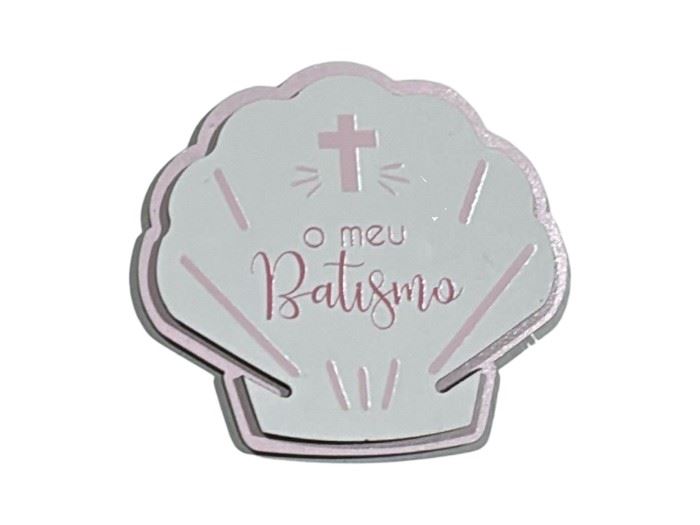 IMAN CONCHA 3D "O MEU BATISMO" ROSA  7,5X7CM