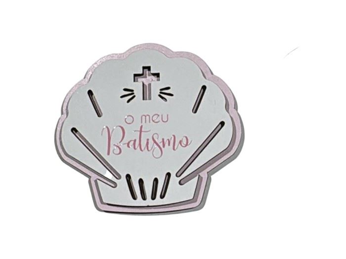 IMAN CONCHA 3D "O MEU BATISMO" ROSA  7,5X7CM