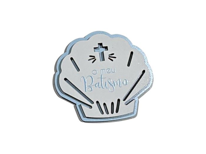 IMAN CONCHA 3D "O MEU BATISMO" AZUL  7,5X7CM