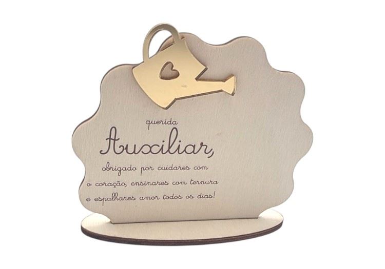 TROFEU "QUERIDA AUXILIAR OBRIGADO POR CUIDARES..." 12X10CM