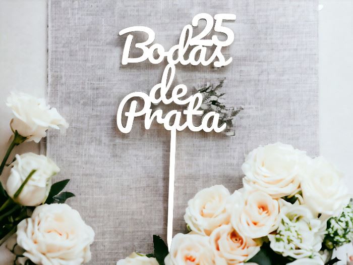 MADEIRA ESPETO BODAS PRATA 22x11CM