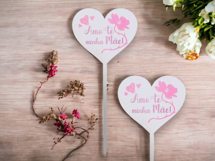 MADEIRA ESPETO CORAÇÃO MINHA MÃE 18CM