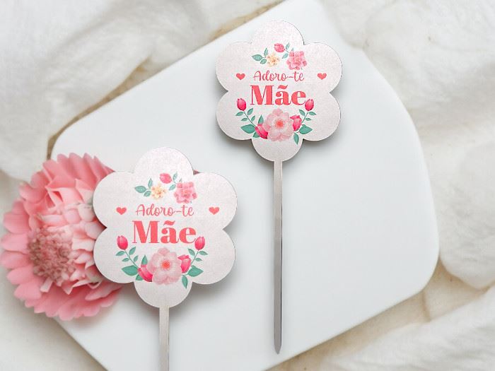 MADEIRA ESPETO FLOR ADORO-TE MÃE 18CM