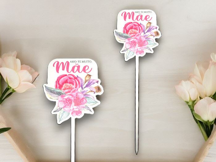 MADEIRA ESPETO AMO-TE MUITO MÃE 18CM