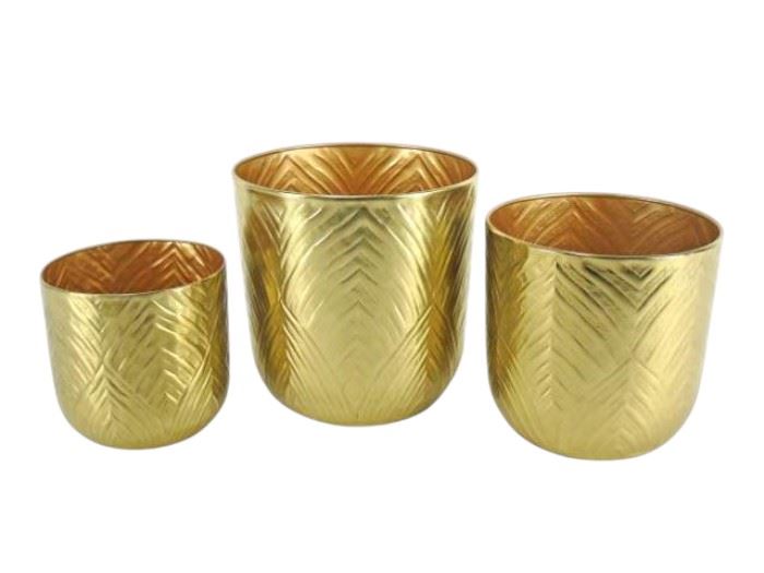 CONJ. 3 VASOS RED. DOURADO 27X27X27CM