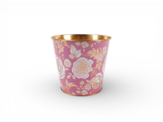 VASO ROSA COM FLORES 13X13X12CM