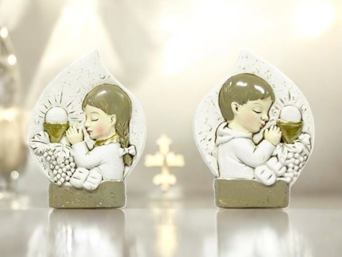ADORNO COMUNHÃO CREME/OURO 7,5CM