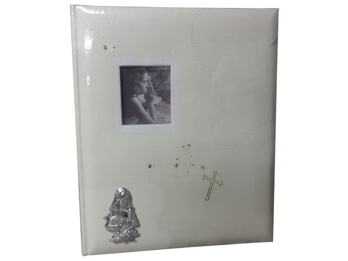 ALBUM 24X29CM CREME 30 FOLHAS C/ APL. PRATA
