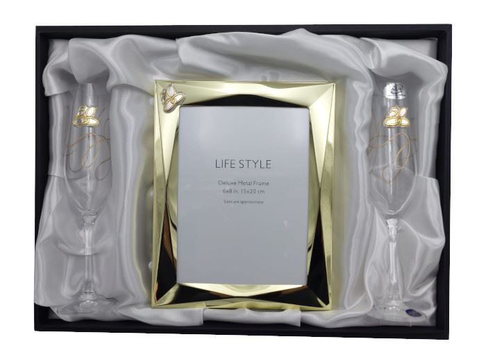 ESTOJO C/ MOLD + 2 FLUTES STRING  OURO C/PRATA 50ANOS