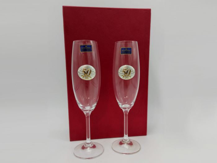 ESTOJO C/ 2 FLUTES  C/ APL. 50 ANOS