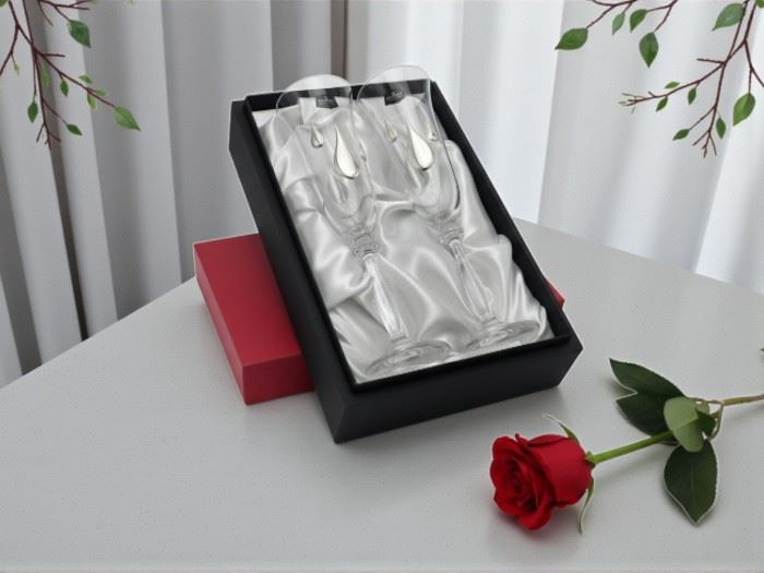 ESTOJO 2 FLUTES ANGELA  PRATA