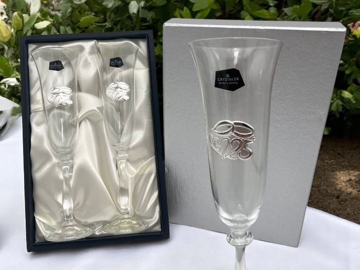 CONJ. 2 FLUTES ANGELA 25A C/ESTOJO PRATA