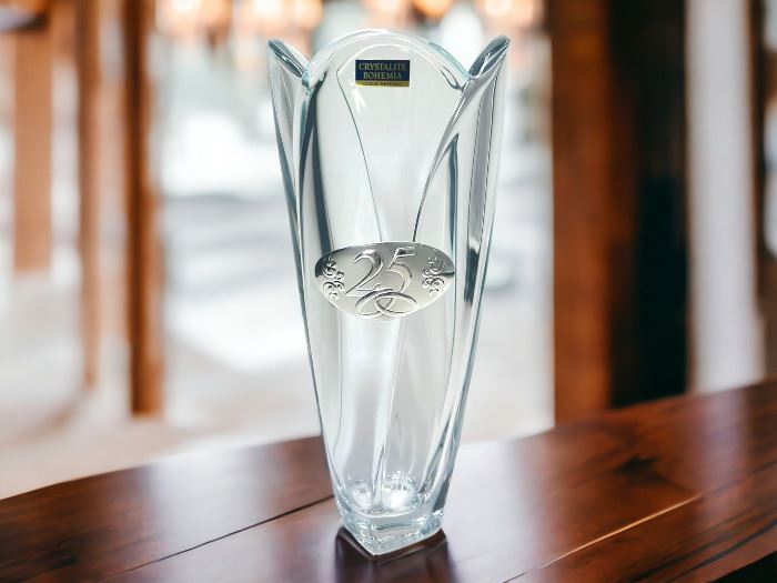 JARRA GLOBUS  30.5CM C/ APL. PRATA