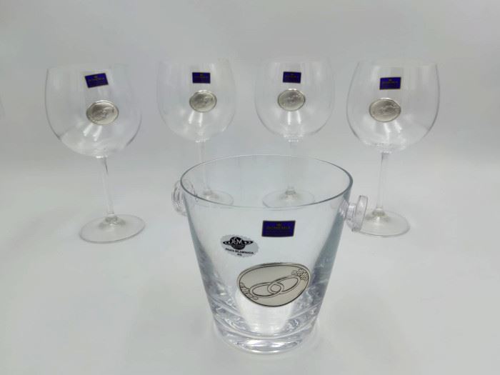 COOL SET 1+4 PCS CONJ 5PS BALDE C/4 COPOS GIN 620ML C/ ALIANÇAS PRATA