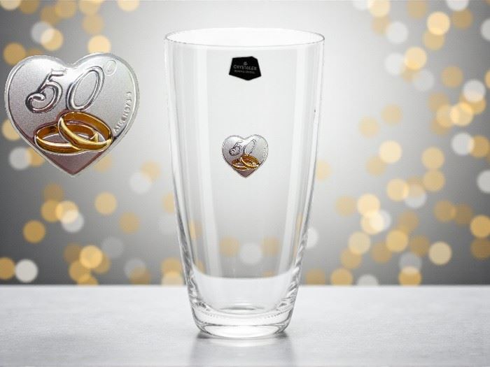 JARRA  300MM COM APLIC. PRATA 50 ANOS