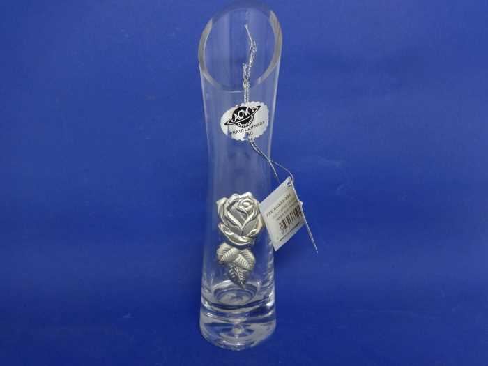 SOLITARIO 20CM C/ APL. ROSA EM PRATA(294)