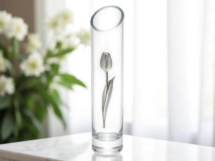 JARRA 25 CM C/ PRATA TULIPA