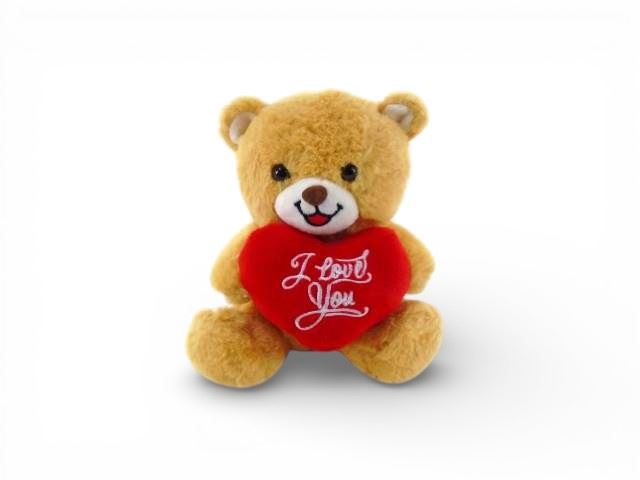 URSO C/CORAÇAO CASTANHO 18CM