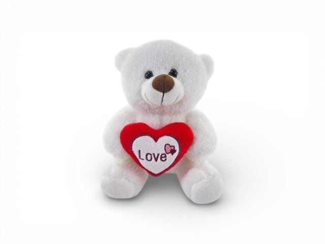 URSO C/CORAÇAO BRANCO 18CM