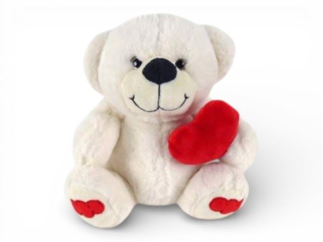 URSO CREME C/CORAÇAO 25CM