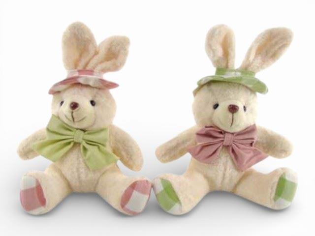 COELHO PELUCHE C/LAÇO COLORIDO 20X30CM