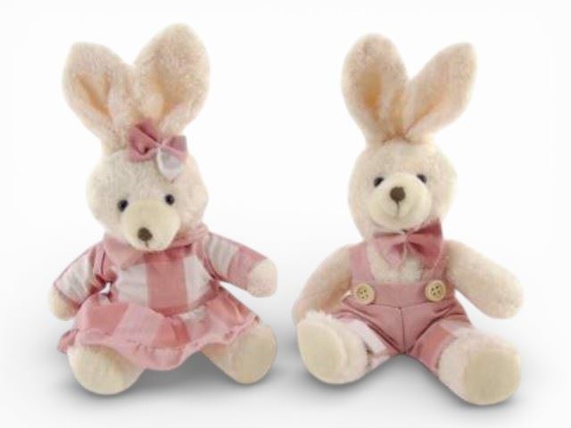 COELHO SENTADO COR ROSA 14X25CM