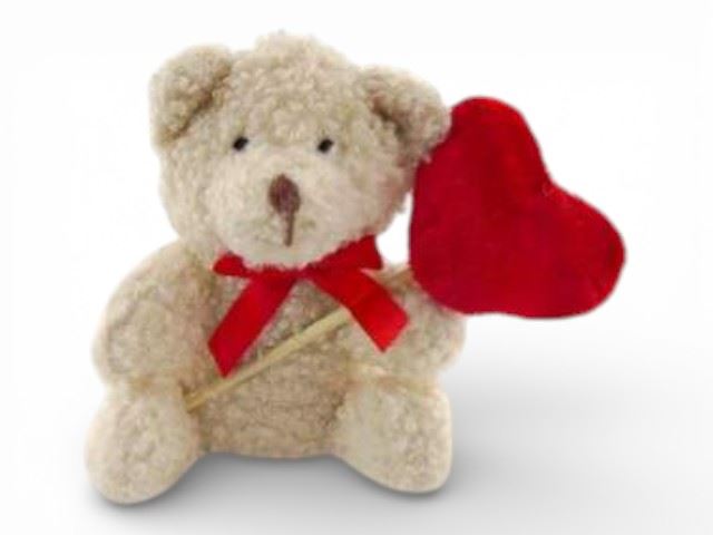 URSO PELUCHE C/CORAÇAO "LOVE" 8X12CM