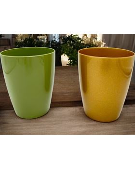 VASO  PLAST. EDEN ORQUIDEA 15CM OURO/PRATA/VERDE