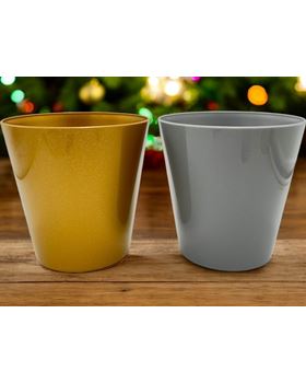 VASO PLAST. MAJORELLE 14 CM OURO/PRATA