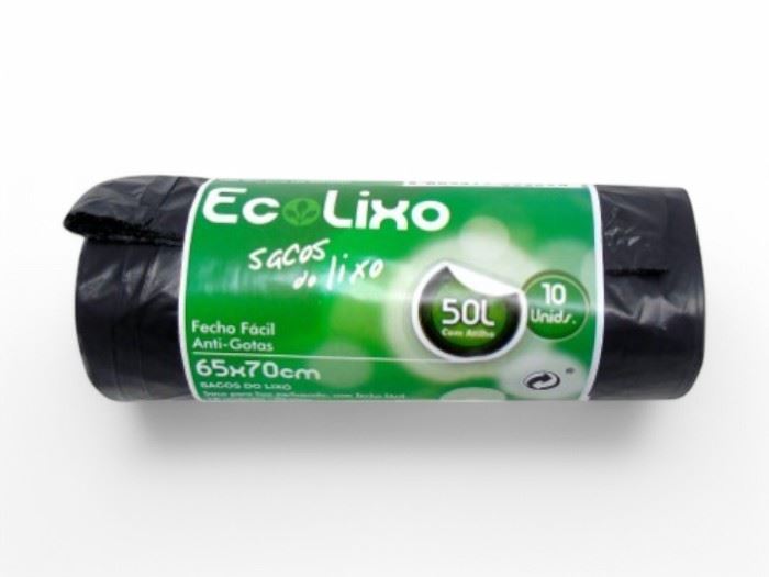PACK C/10 SACOS LIXO F.FACIL PRETO ECO 50L 65X70CM