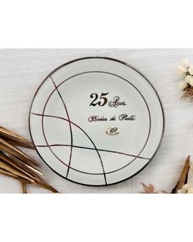 Prato 24cm Beira Simples Traços- 25 Anos BODAS DE PRATA