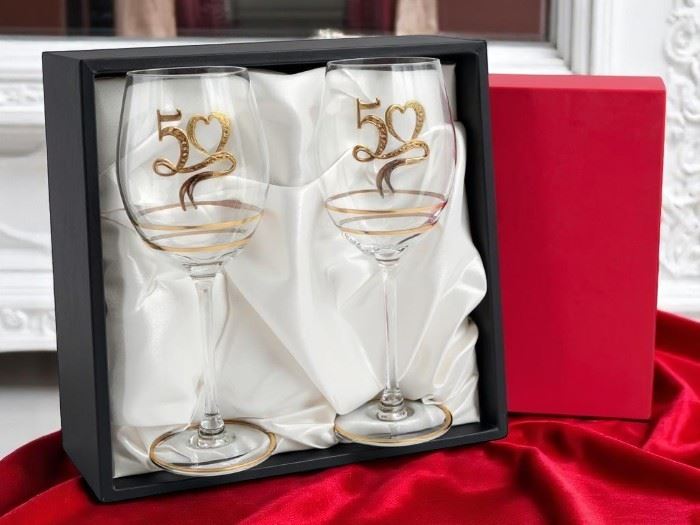 EST. C/ 2 COPOS VINHO  570 ML C/PINT. 50 ANOS